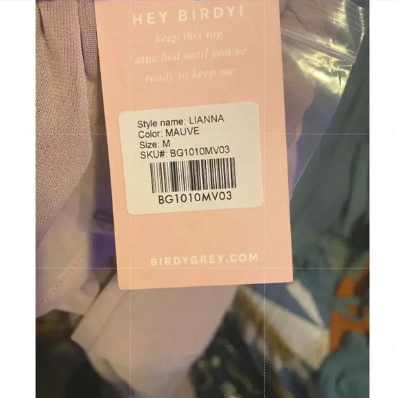 NWT Birdy Grey Lianna Maxi Dress Twisted V-Neck Empire Waist Mesh Mauve Size M - Picture 10 of 10